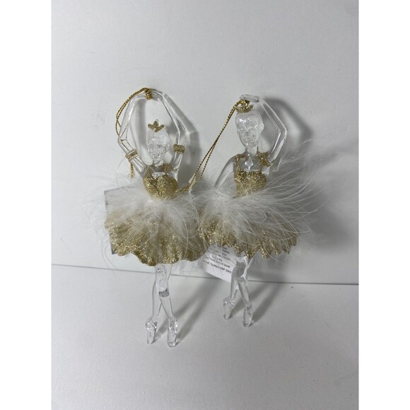 Gisela Graham London Gold and White Ballerina Christmas Ornaments Lot of 2 NWT - Picture 8 of 8